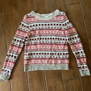 J. Crew Pink Fair-Isle Wool Blend Women's Sweater